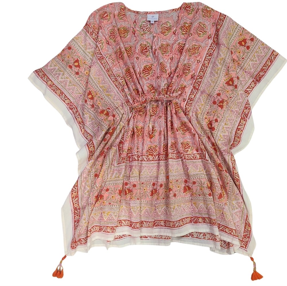PAX PHILOMENA 'Sedona' Dress Kaftan As Seen In Southern Living Cotton OS…